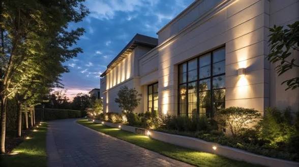 Illuminated building facade